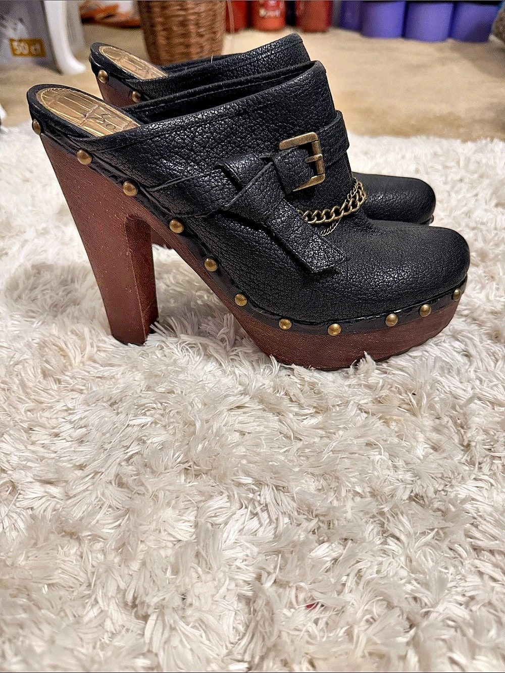 Sam Edelman Black & Brown Platform Clog Heels